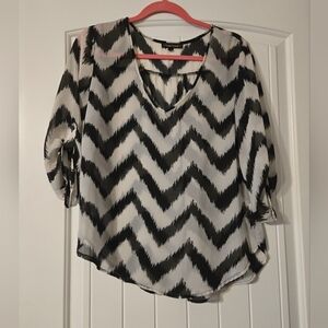 HeartSoul Black and White Zigzag Blouse